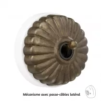 Bouton poussoir Dimbler en porcelaine blanche avec d&ocirc;me charlotte bronze ancien et manette laiton vieilli porcelaine blanche, av