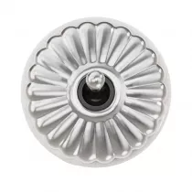 Bouton poussoir Dimbler en porcelaine blanche avec d&ocirc;me charlotte et manette chrom&eacute; brillante