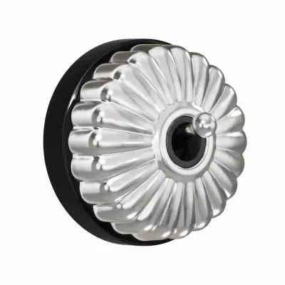 Bouton poussoir Dimbler en porcelaine noire avec d�me charlotte et manette chrom� brillante