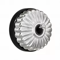 Bouton poussoir Dimbler en porcelaine noire avec d&ocirc;me charlotte et manette chrom&eacute; brillante