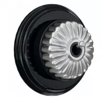 Bouton poussoir Dimbler en porcelaine noire avec d&ocirc;me charlotte et manette chrom&eacute; brillante