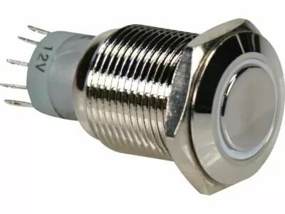 Bouton-poussoir m�tallique rond spdt 1no 1nc - anneau blanc (R1600W)