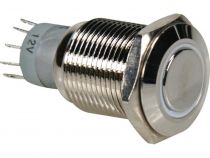 Bouton-poussoir métallique rond spdt 1no 1nc - anneau blanc (R1600W)