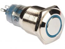 Bouton-poussoir métallique rond spdt 1no 1nc - anneau bleu (R1600B)