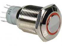 Bouton-poussoir métallique rond spdt 1no 1nc - anneau orange (R1600O)