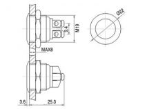 Bouton-poussoir plat en acier inoxydable spst 1no (R1800F)