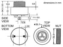 Buzzer a intensite sonore reglable 3-24vcc type a visser (SV18/C)