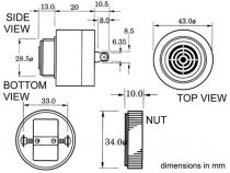 Buzzer ca/cc 220v non-polaire 60-250vca/cc type a visser (SV15)