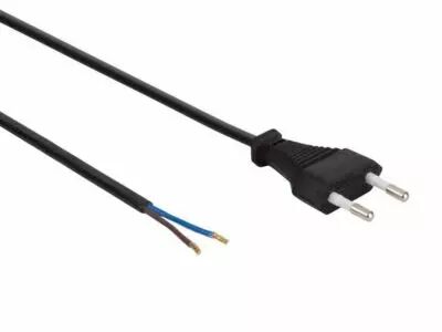 C�BLE D\'ALIMENTATION - NOIR - 1.8 m - FICHE PLATE / EXTR�MIT� D�NUD�E - 2G0.75mm� (EPC018C075)