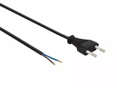 C�BLE D\'ALIMENTATION - NOIR - 1.8 m - FICHE PLATE / EXTR�MIT� D�NUD�E - 2G0.75mm� (EPC018C075)