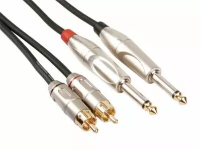 Cable professionnel audio, 2 x rca male vers 2 x jack mono 6.35mm (5m) (PAC118)