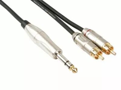 Cable professionnel audio, 2 x rca male vers jack stereo 6.35mm (6m) (PAC131)