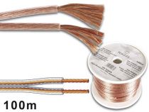 Cable professionnel pour enceintes 2x1.50mm - transparent, longueur : 100m sur rouleau (PLW215)