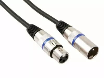 Cable professionnel xlr, xlr male vers xlr femelle (1m noir) (PAC120)