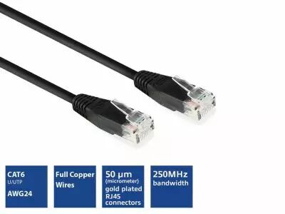 C�ble r�seau CAT6 U/UTP, CCA, 5m, noir (IM8905)