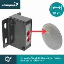 Capteur photo&eacute;lectrique avec r&eacute;flecteur, r&eacute;tro-r&eacute;flexion, 10m (PEM10D)
