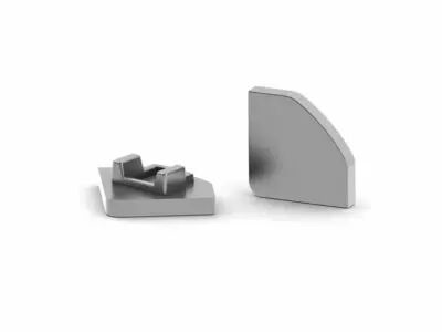 Capuchon en aluminium pour profil� led alu-45 - sans trou de c�ble - argent (EC-D3)