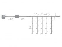 Cascade Light LED - 1.5 x 1.7 m - 176 LED - blanc - câble transparent - modulateur - 24 V (CS-LED-1.5X1.7-176-24V-W-T)