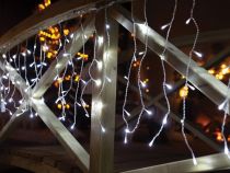 Cascade Light LED - 2 x 0,6 m - 72 lampes blanches - fil transparent - modulateur - 24 V (CS-LED-2X0.6-24V-W)
