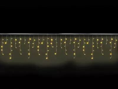 Cascade Light LED - 4 x 0,6 m - 144 lampes blanc chaud - fil transparent - modulateur (CS-LED-4X0.6-24V-UW)