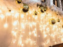 Cascade Light LED - 4 x 0,6 m - 144 lampes blanc chaud - fil transparent - modulateur (CS-LED-4X0.6-24V-UW)