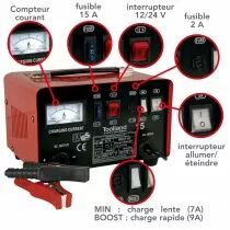 Chargeur pour accus &agrave; l\'acide plomb 12/24v - avec fonction boost - 9a (AC15)