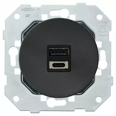 Chargeur USB Type A+C 20W Noir mat - Collection DOM de Fontini (85766021)