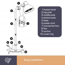 Chauffage De Terrasse - Sur Pied - 2000 W - Lanterne (PHS2000-R)