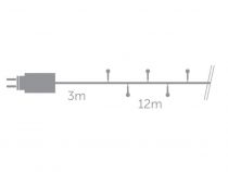 Cherry Light LED - 12 m - 120 lampes rouges - fil vert - 24 V (CHL-12-24V-R)