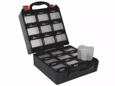 Coffret a outils en plastique avec 18 compartiments de rangement clipsables pour ceinture (OBB1)