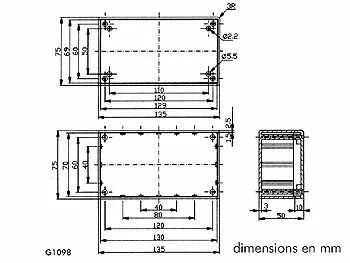 Coffret en abs 135 x 75 x 50 gris (G1098)