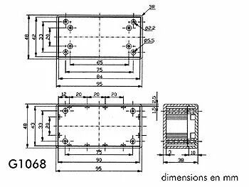 Coffret en abs 95 x 48 x 38 gris (G1068)