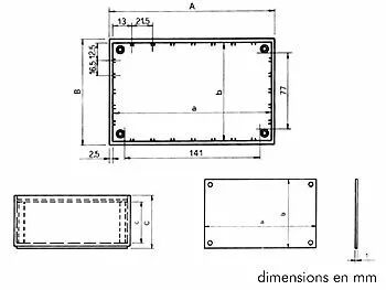 Coffret en plastique 160x 96x61 alu pl. - bleu (TKP3B)