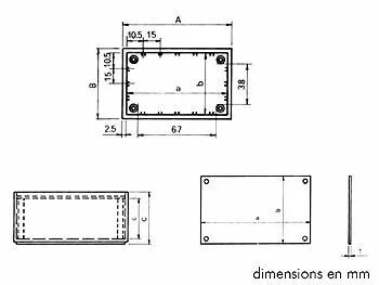 Coffret en plastique 85x56x35.5mm alu pl. - bleu (TKP1B)