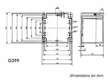 Coffret etanche en abs - gris fonce 160 x 160 x 90mm (G399)