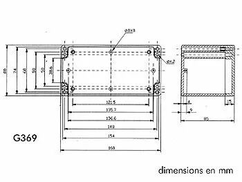 Coffret etanche en abs - gris fonce 160 x 80 x 85mm (G369)