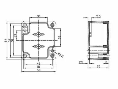 Coffret etanche en abs - gris fonce 64 x 58 x 35mm (G302)