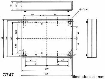 Coffret etanche en abs 225x165x40 gris clair (G747)