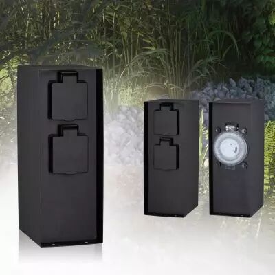 Colonne de prises Outdoor Rio carr� x2 Horloge de programmation (94314)