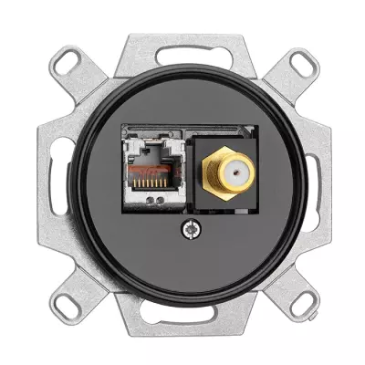 Combin� SAT/RJ45 en  bakelite noire (101369)