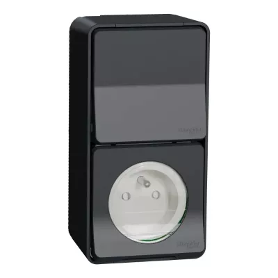 Combin� va et vient et prise de courant en saillie mureva IP55 gris (MUR36025)