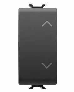 Commutateur unipolaire 250v ac - 10ax - symbole mont�e-descente - 1 module - noir - chorus