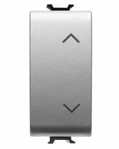 Commutateur unipolaire 250v ac - 10ax - symbole mont�e-descente - 1 module - titane - chorus