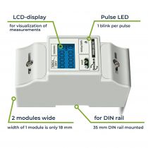 Compteur kwh monophasé pour montage sur rail din - 2 modules (EMDIN02)