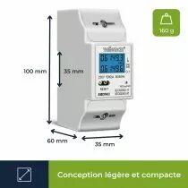 Compteur kwh monophas&eacute; pour montage sur rail din - 2 modules (EMDIN02)
