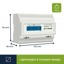 Compteur kwh triphasé pour montage sur rail din - 7 modules (EMDIN03)