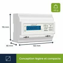 Compteur kwh triphas&eacute; pour montage sur rail din - 7 modules (EMDIN03)