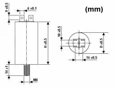 Condensateur de marche 25�f/450v (SUE25U)