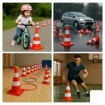 Cone de signalisation rouge/blanc 50cm (1190-50)