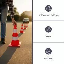 Cone de signalisation rouge/blanc 50cm (1190-50)